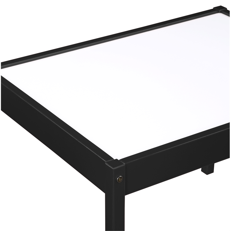 Pemberly Row 3-Piece Wood Dry Erase Kids Table & Chair Set in Black
