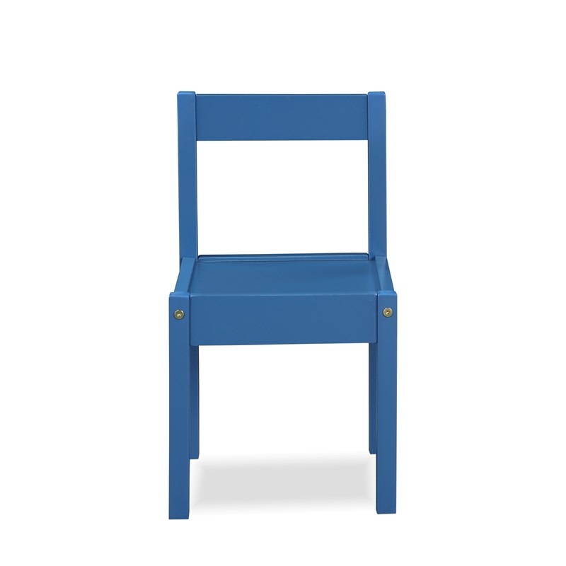Pemberly Row 3-Piece Wood Dry Erase Kids Table & Chair Set in Dark Blue
