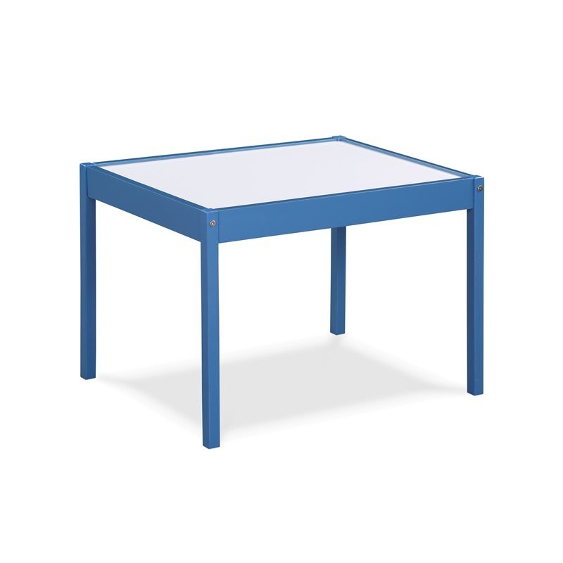 Pemberly Row 3-Piece Wood Dry Erase Kids Table & Chair Set in Dark Blue