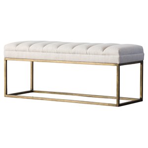 Pemberley Row Fabric Beige Bench Rectangular Channel Pleated 48&quot Fully Assembled