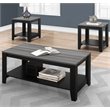 Pemberly Row Table Set 3pc Set Coffee End Side Accent Living Room Laminate Black
