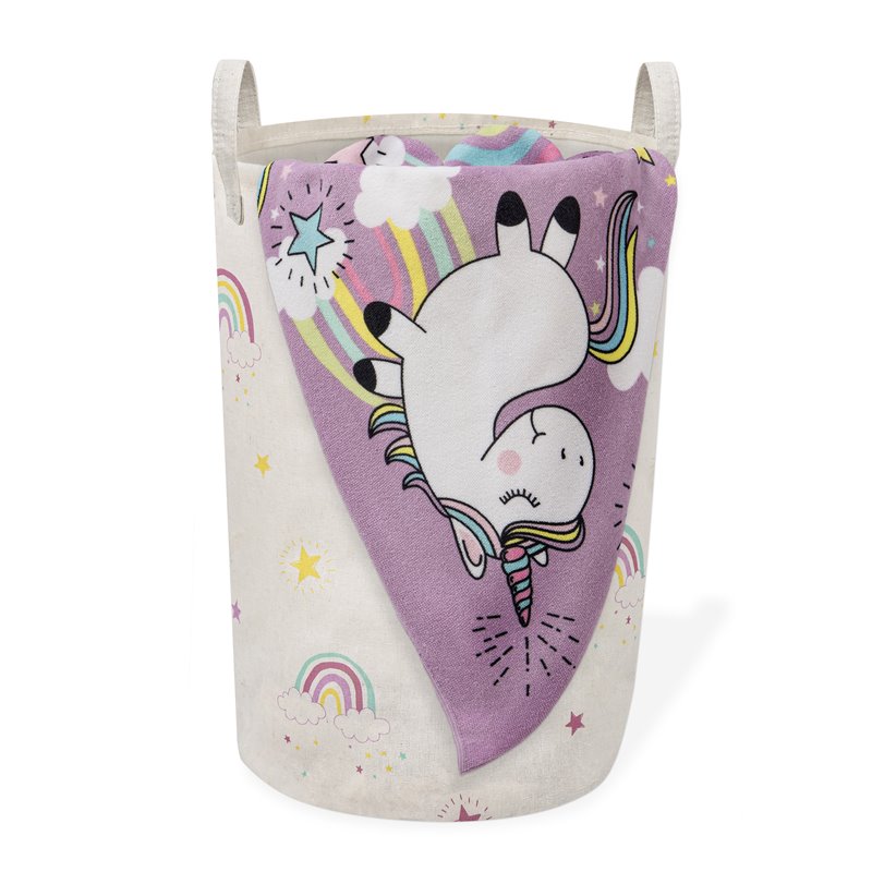 Pemberly Row Printed Foldable Laundry Basket Rainbow Multi-Color