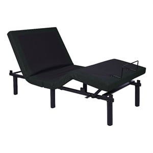 Pemberly Row Metal Black 2 Motor King Adjustable Bed & USB Outlet & 3 Pre-sets
