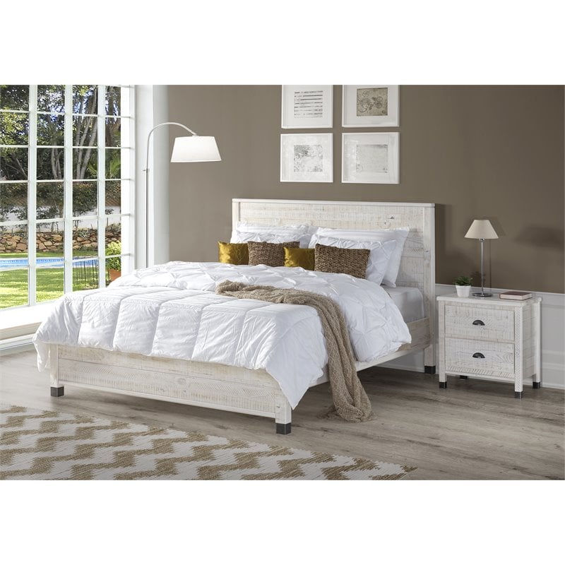 Pemberley Row Solid Wood Shabby White Platform Bed Rectangular 64