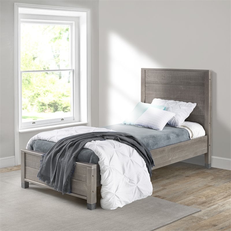 Pemberly Row Solid Wood Twin Platform Bed in Driftwood Gray Finish