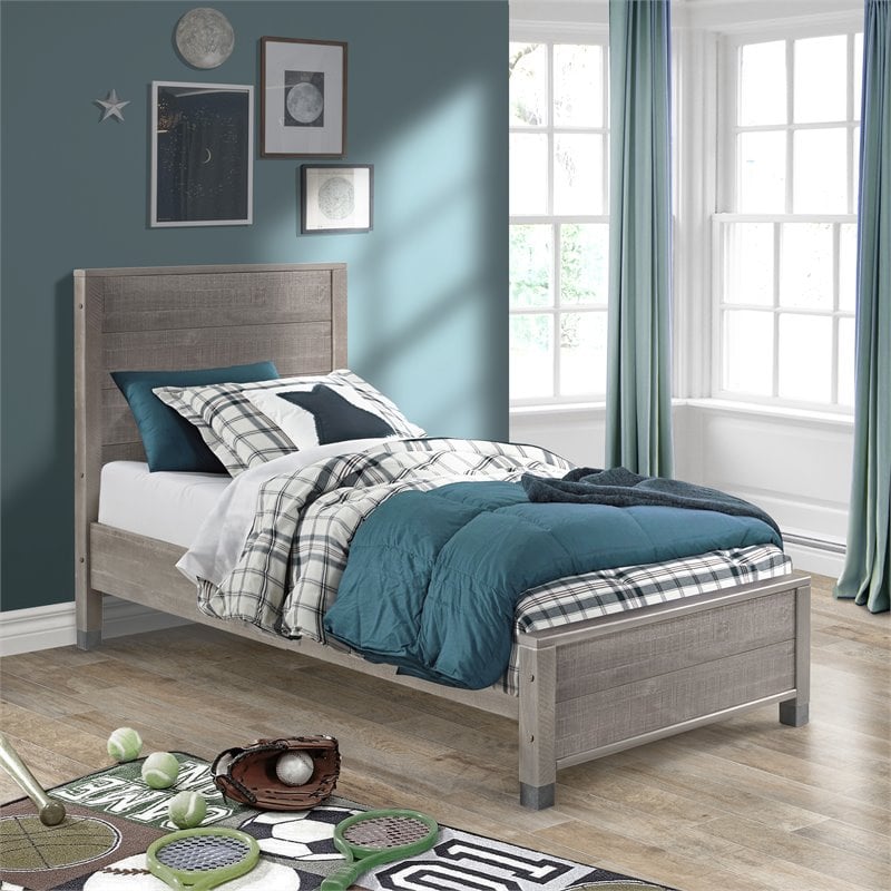 Pemberly Row Solid Wood Twin Platform Bed in Driftwood Gray Finish