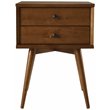 Pemberly Row Mid-Century Solid Wood 2-Drawer Nightstand in Castanho Brown