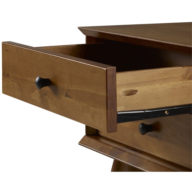 Pemberly Row Mid-Century Solid Wood 2-Drawer Nightstand in Castanho Brown
