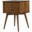 Pemberly Row Mid-Century Solid Wood 2-Drawer Nightstand in Castanho Brown