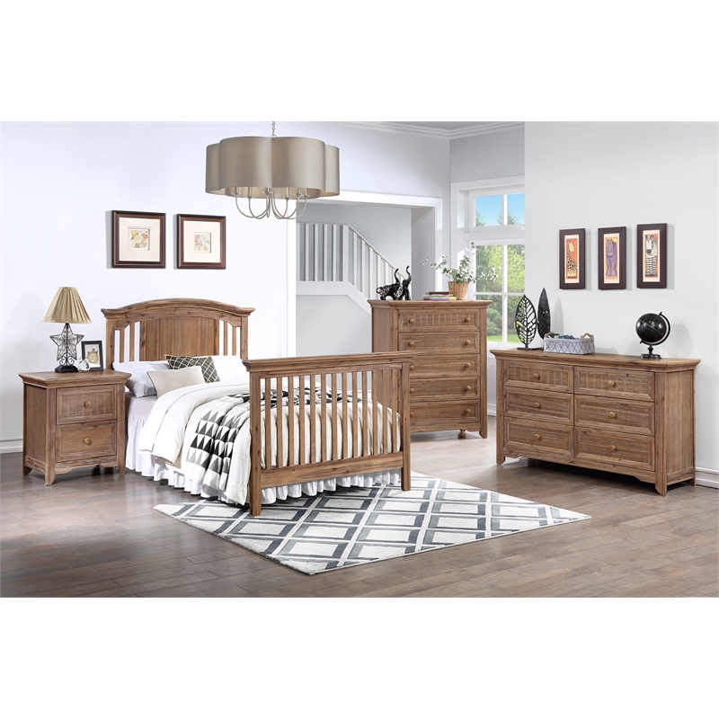 Pemberly Row Traditional Wood Nightstand with 2 Drawers in Biscotti Finish