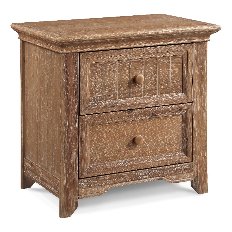 Pemberly Row Traditional Wood Nightstand with 2 Drawers in Biscotti Finish