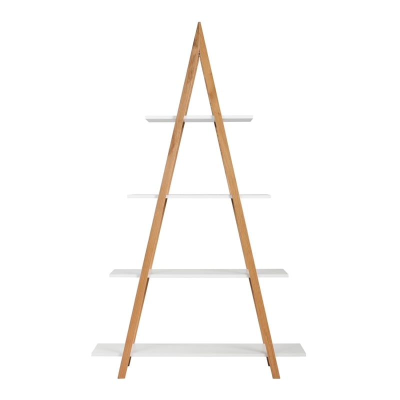 Pemberly Row Modern / Contemporary Abacus Ladder Bookshelf Modern Oak and White