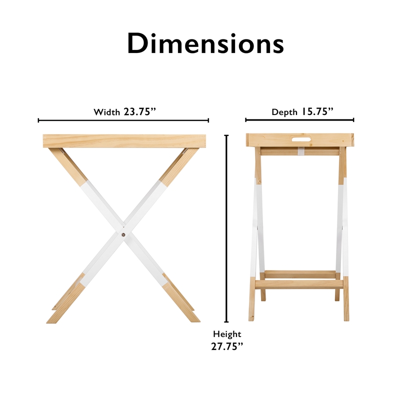 Pemberly Row Modern / Contemporary Folding Tray Table Modern Oak and White
