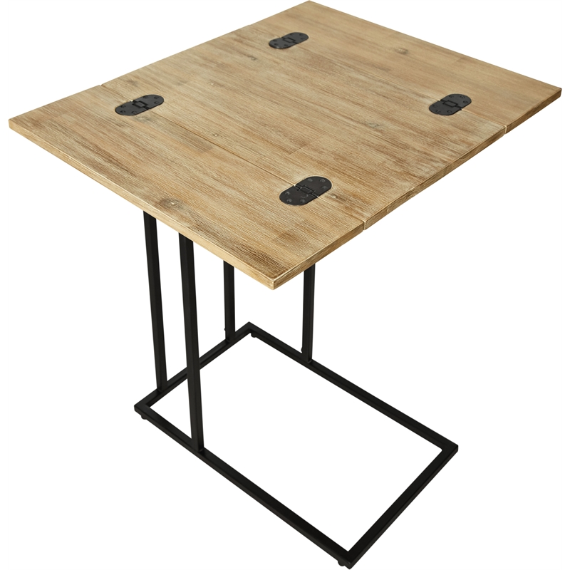 Pemberly Row Harton Rustic Expandable C Side Table Natural Brown