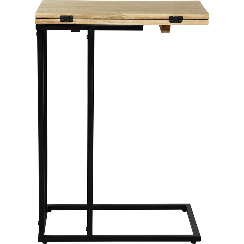 Pemberly Row Harton Rustic Expandable C Side Table Natural Brown