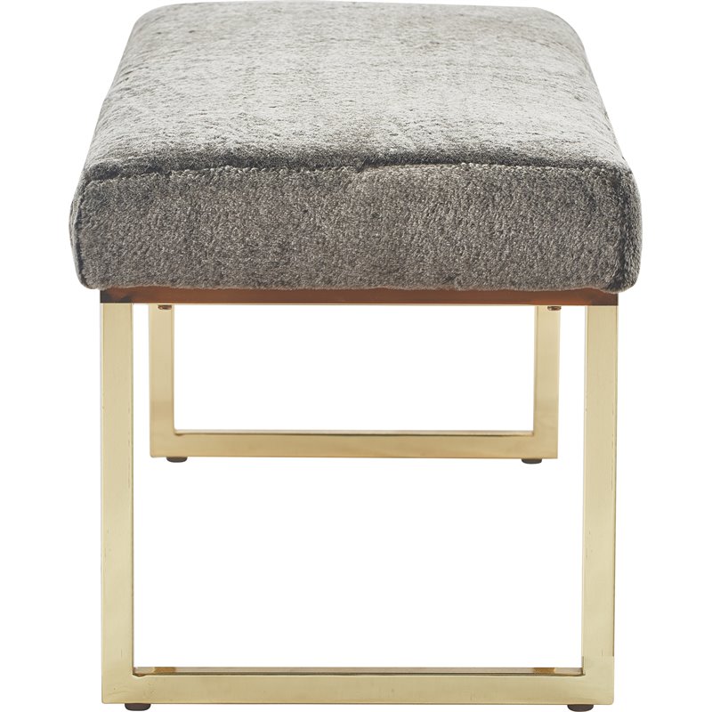 Pemberly Row Modern / Contemporary Giselle Chic Gold Bench Faux Fur