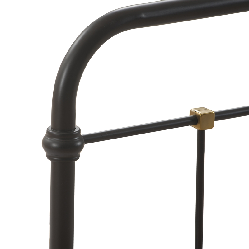 Pemberly Row Modern Renaud Parisian Metal Queen Bed Frame in Black