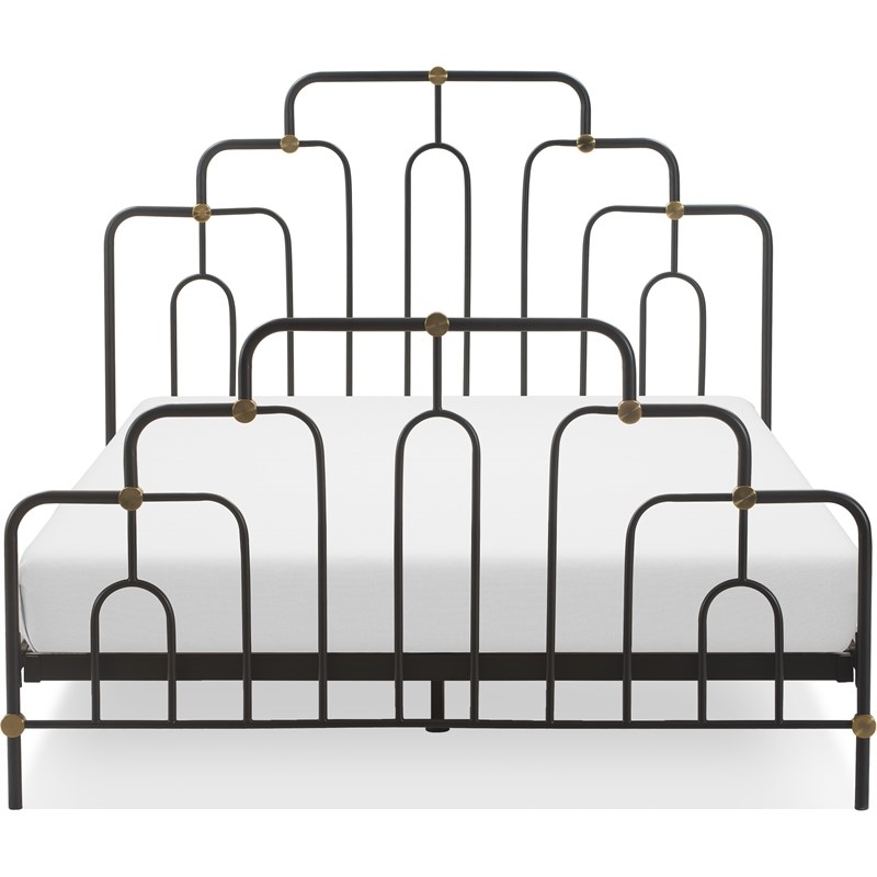 Pemberly Row Modern / Contemporary Astrid Queen Size Bed Black and Brass