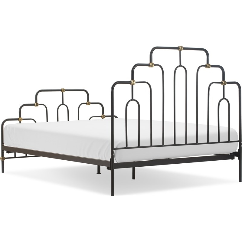 Pemberly Row Modern / Contemporary Astrid Queen Size Bed Black and Brass