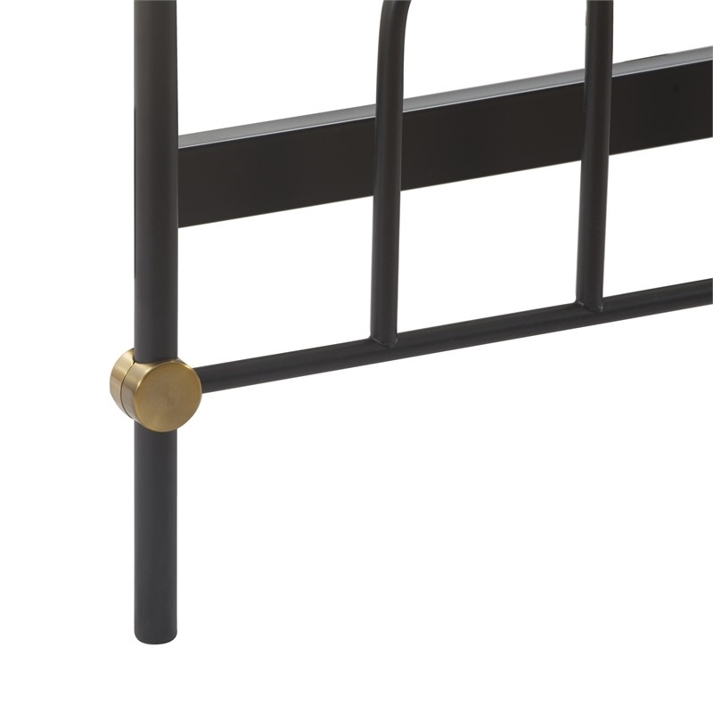 Pemberly Row Modern / Contemporary Astrid Queen Size Bed Black and Brass