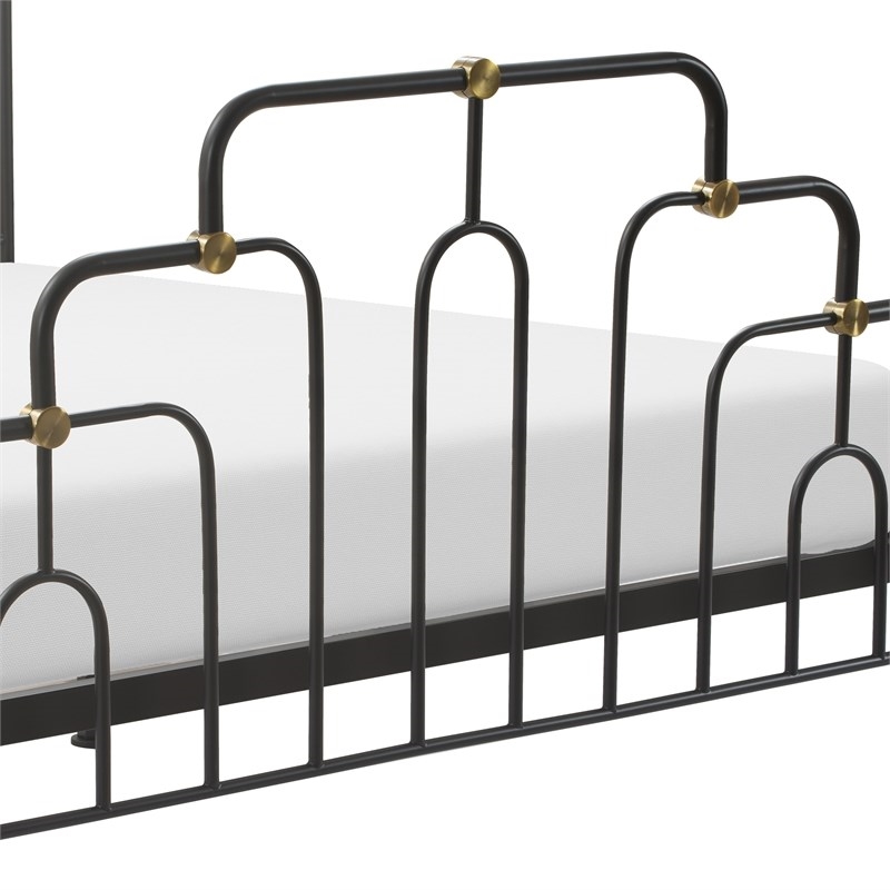 Pemberly Row Modern / Contemporary Astrid Queen Size Bed Black and Brass