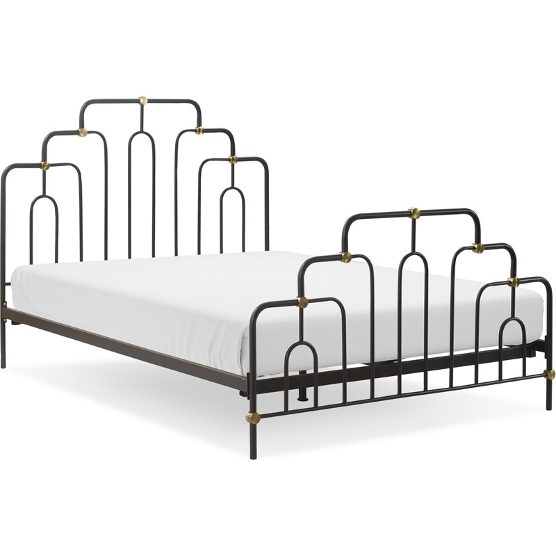 Pemberly Row Modern / Contemporary Astrid Queen Size Bed Black and Brass
