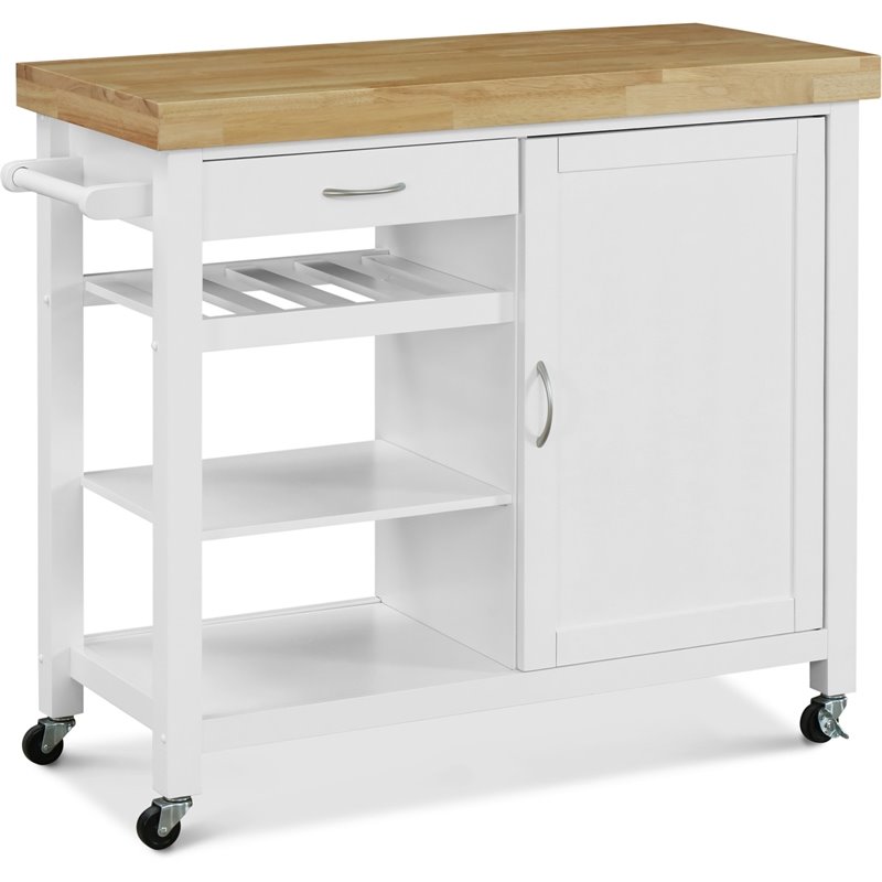 Pemberly Row Modern / Contemporary Denver Kitchen Cart White