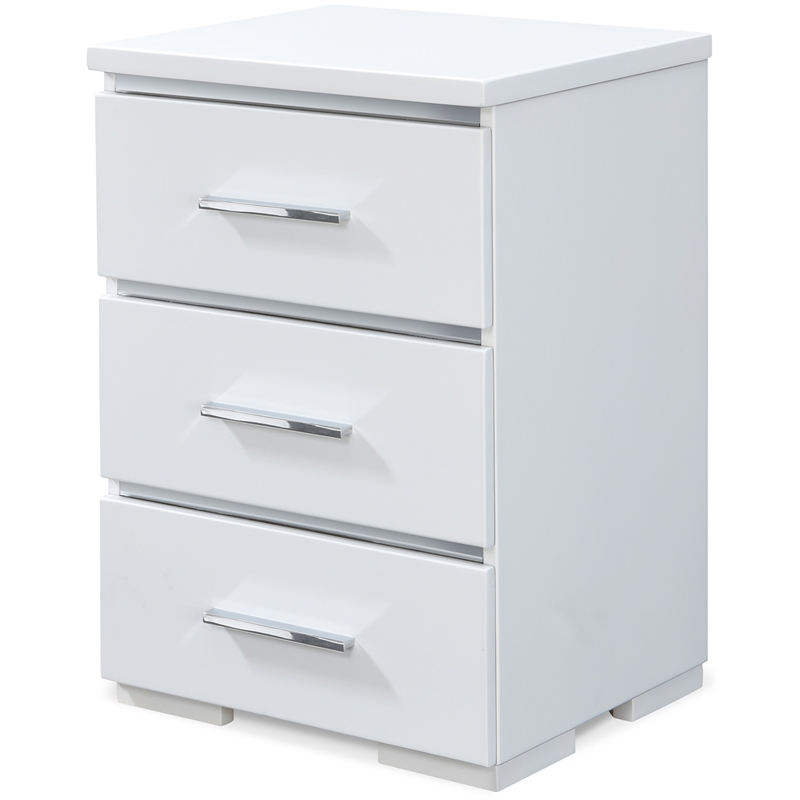 Pemberley Row Faux Leather White Nightstand Rectangular Assembled