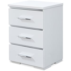 Pemberley Row Faux Leather White Nightstand Rectangular Assembled