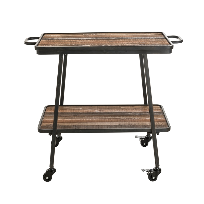 Pemberly Row Modern / Contemporary Felix 2 Tier Wooden Kitchen Bar Cart Black