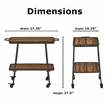 Pemberly Row Modern / Contemporary Felix 2 Tier Wooden Kitchen Bar Cart Black