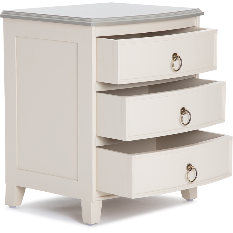 Pemberly Row Charleston End Table Nightstand with Drawers Cream White Gray