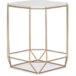 Pemberly Row Colton Solid Marble Top Accent Table w/ Gold Metal Base White Gold