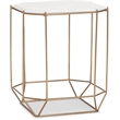 Pemberly Row Colton Solid Marble Top Accent Table w/ Gold Metal Base White Gold