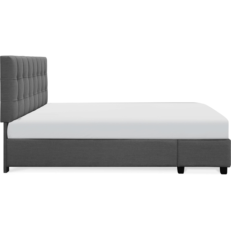 Pemberly Row Storage Bed w/ Adjustable Height Headboard Queen Size Dark Gray