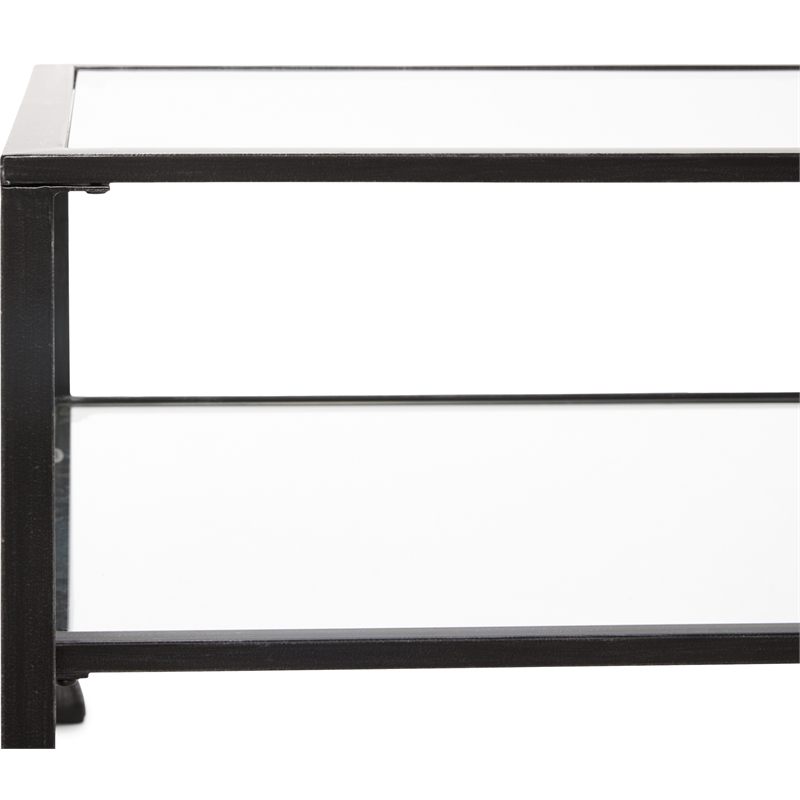Pemberly Row Modern / Contemporary Maddox Glass and Metal Coffee Table Black