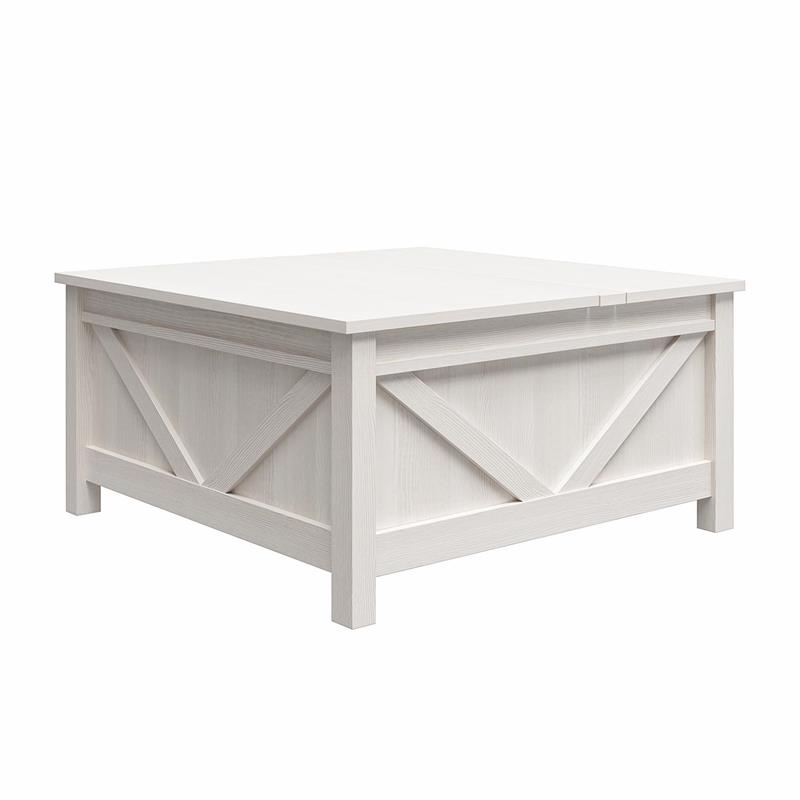 Pemberly Row Modern / Contemporary Lift-Top Coffee Table in Ivory Pine