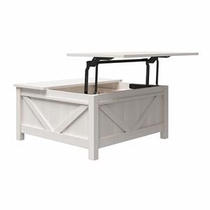 Pemberly Row Modern / Contemporary Lift-Top Coffee Table in Ivory Pine