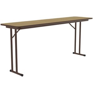 Pemberly Row Wood High Pressure Folding Seminar Table with Off-Set Leg in Maple
