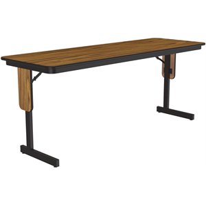 Pemberly Row High Pressure Metal & Wood Folding Seminar Table in Medium Oak