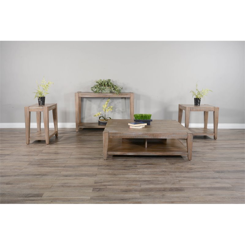 Pemberley Row Wood Weathered Brown End Table Square Modern 24