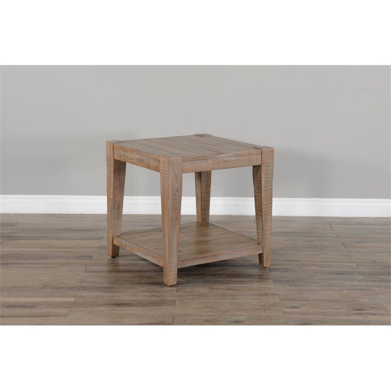 Pemberley Row Wood Weathered Brown End Table Square Modern 24