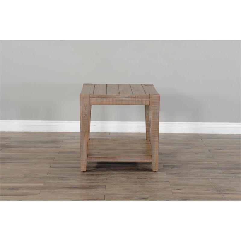 Pemberley Row Wood Weathered Brown End Table Square Modern 24