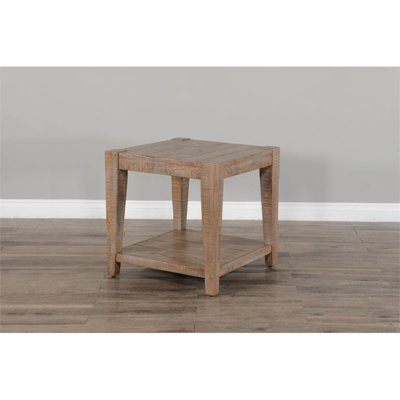 Pemberley Row Wood Weathered Brown End Table Square Modern 24
