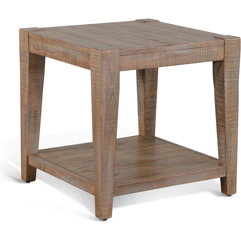 Pemberley Row Wood Weathered Brown End Table Square Modern 24