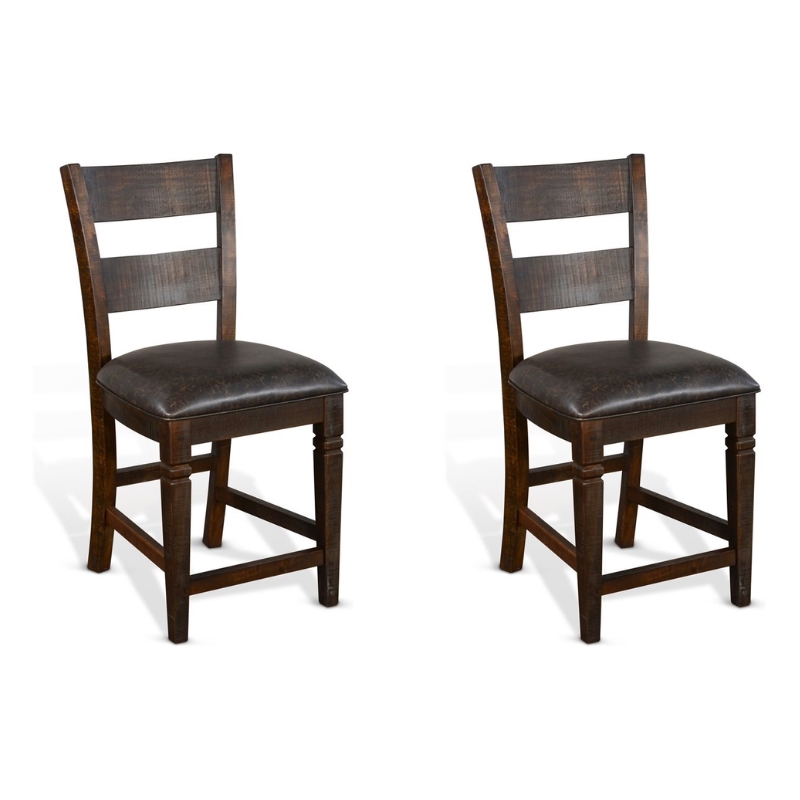 Pemberley Row Mahogany Tobacco Leaf Barstool Ladder Back Cushioned Seat 24