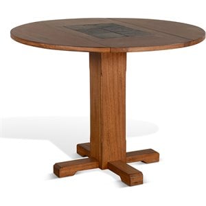 Pemberley Row Mindi Wood Rustic Oak Table Rectangular Drop Leaf 40&quot x 40&quot x 30&quot Unassembled
