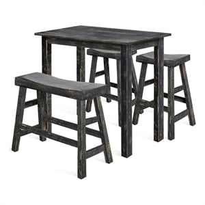 Pemberly Row Modern / Contemporary Marina Black Sand Pub Wood Table