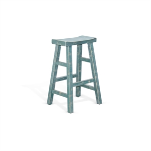 Pemberly Row Marina 30&quot Wood Saddle Seat Stool in Sea Grass Green (Set of 2)