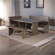 Pemberly Row Farmhouse Wood Breakfast Nook Set in Tobacco Leaf